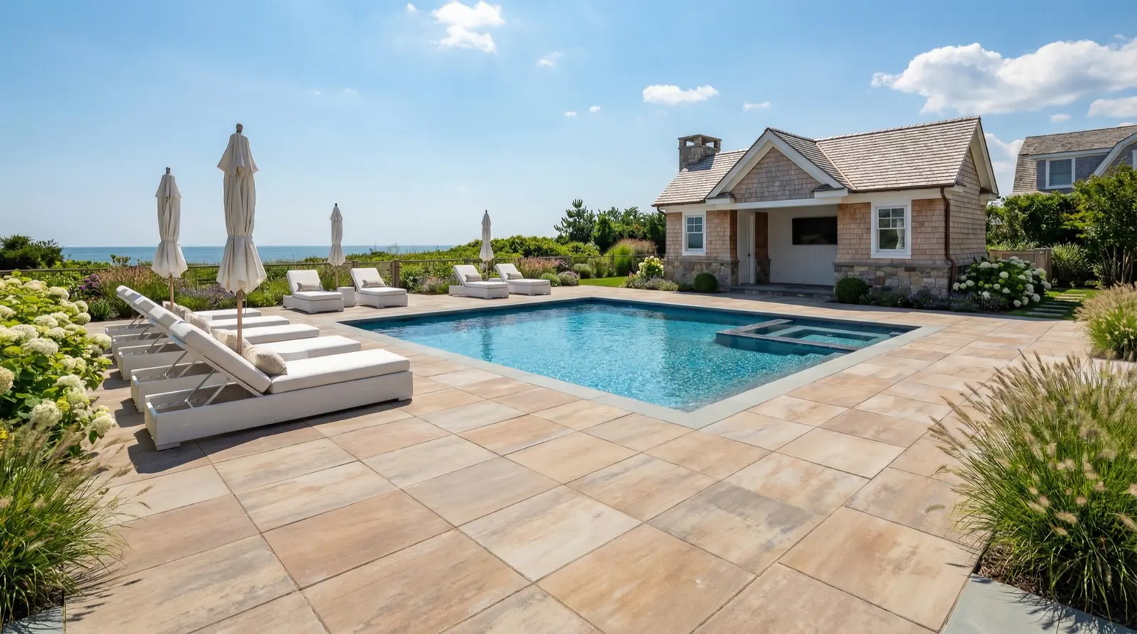 Jersey Shore pool deck by Ocean County Hardscapes