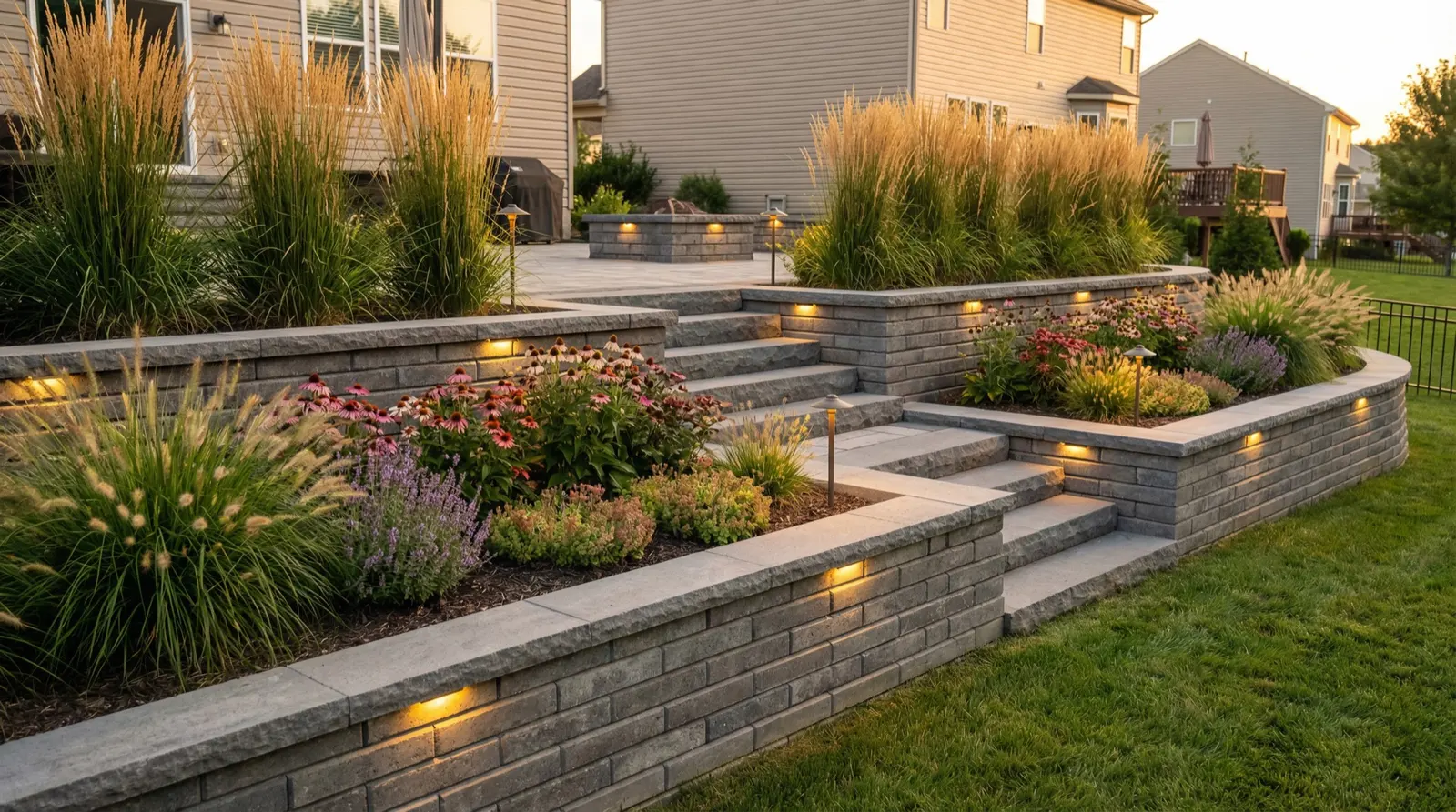 Tiered retaining wall in Ocean County, NJ