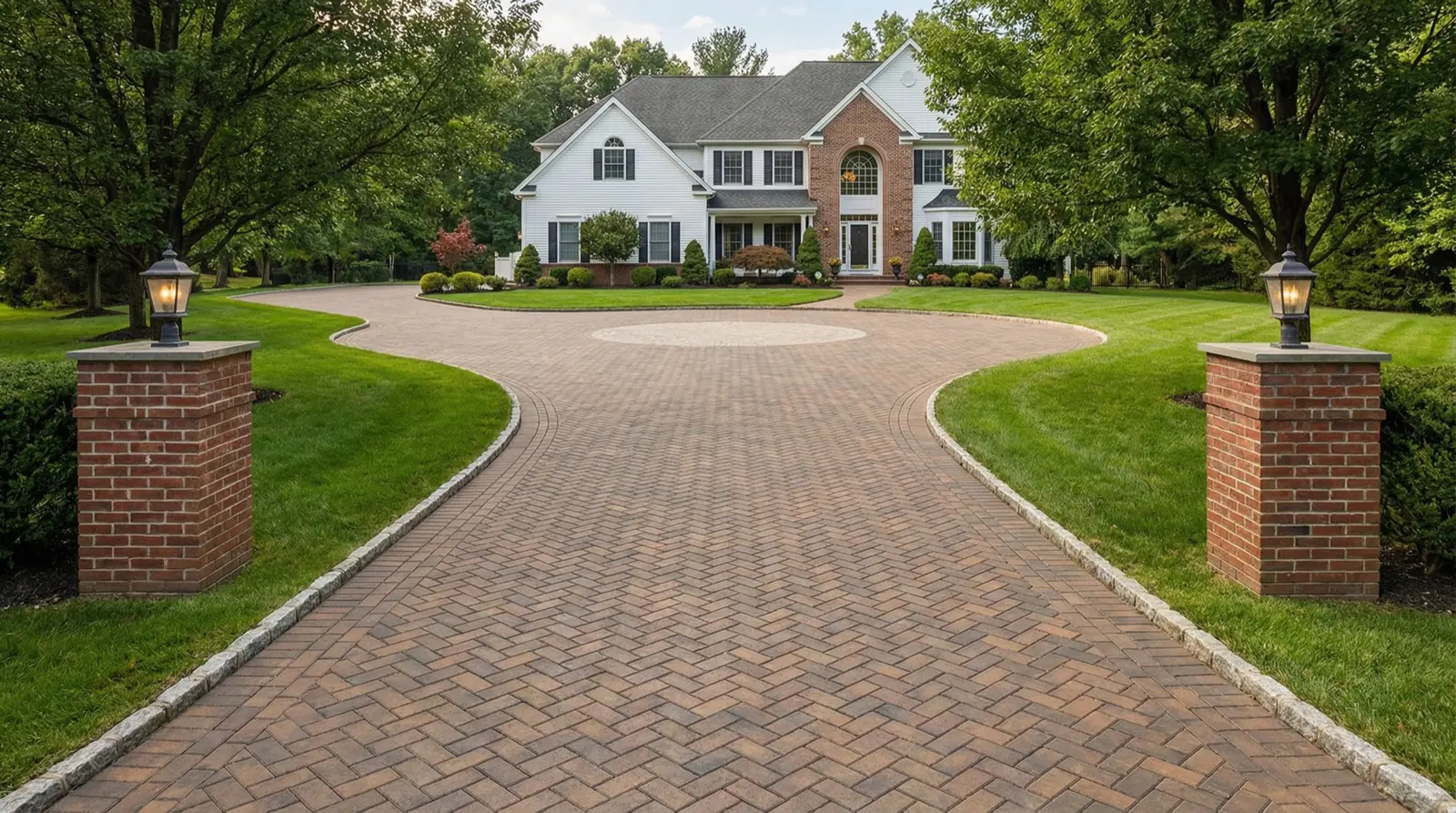 Herringbone paver driveway in Ocean County, NJ