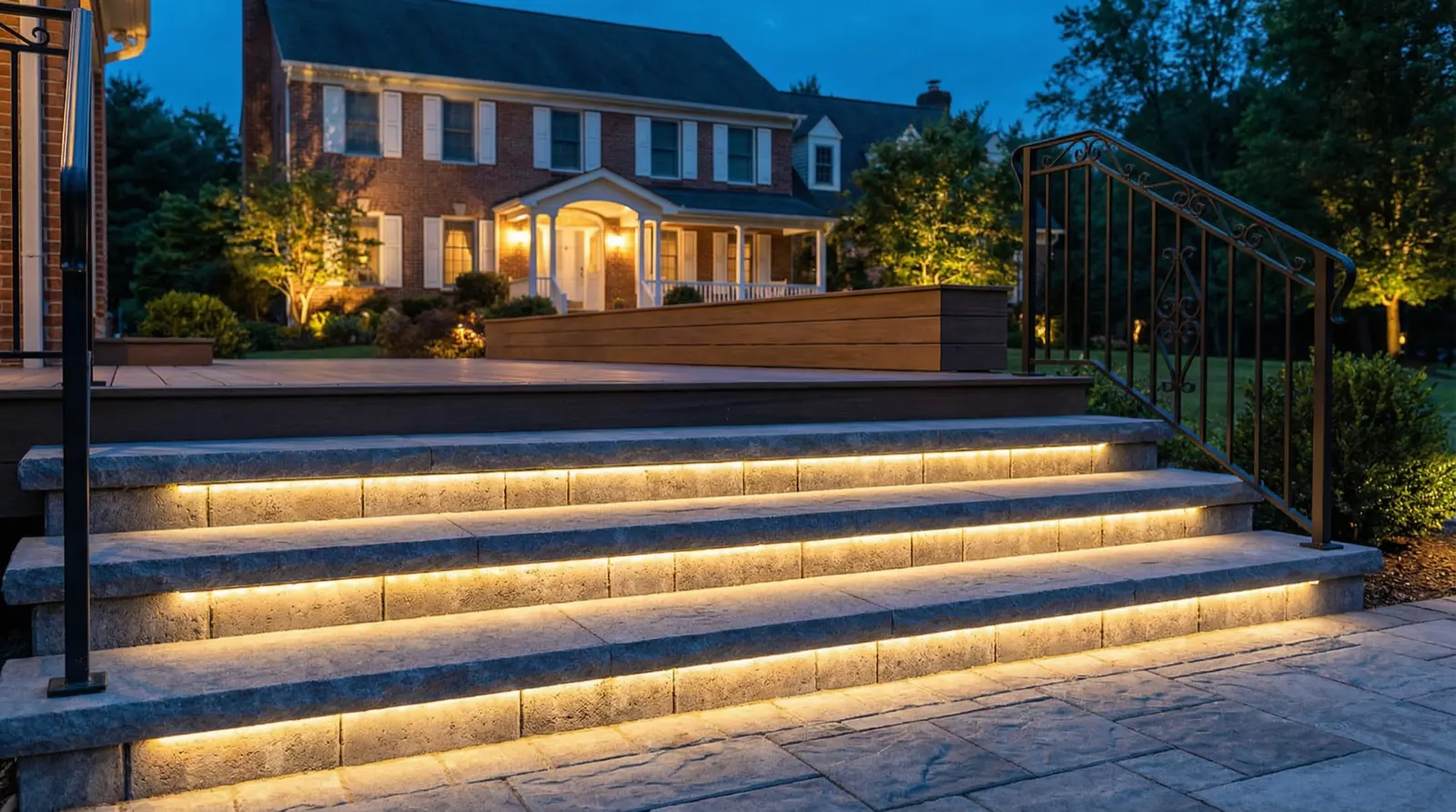 LED Lit Paver Steps