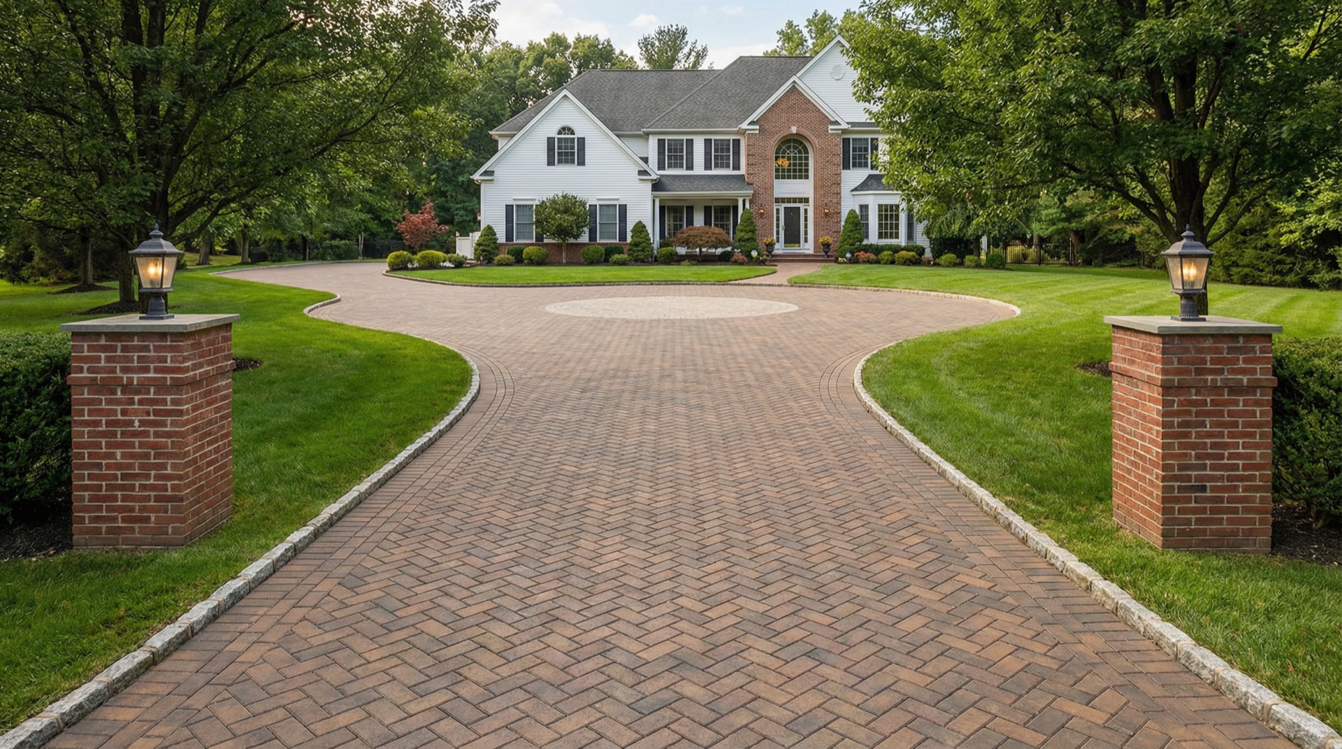 Herringbone paver driveway installed in Ocean County, NJ